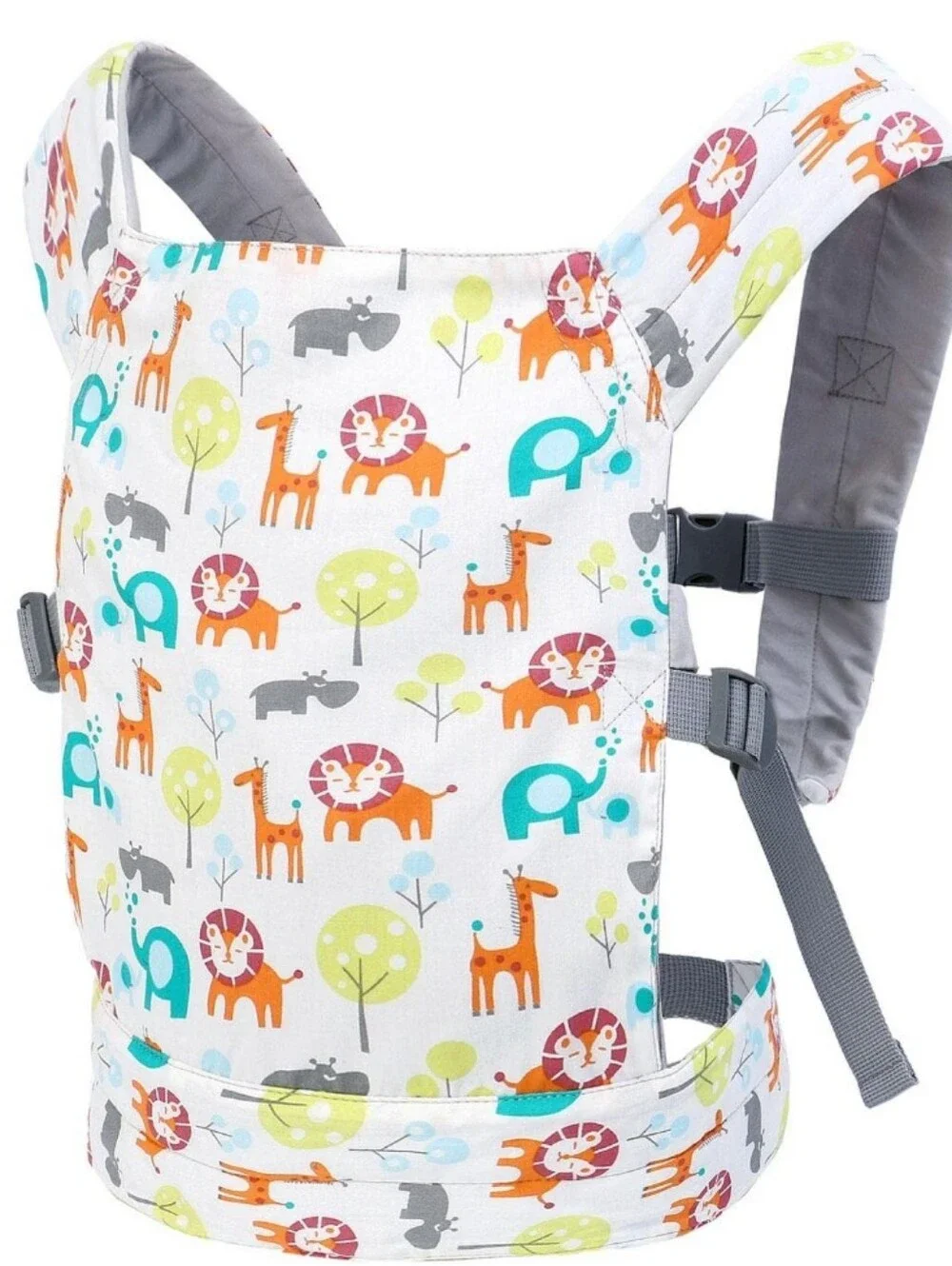 Kids Doll Carrier with Colorful Animal Print - White Multi